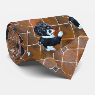 Shih Tzu op terrasschildering van Alfred Fox Stropdas