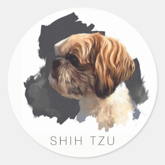 Shih Tzu Originele Kunst Ronde Sticker (Voorkant)