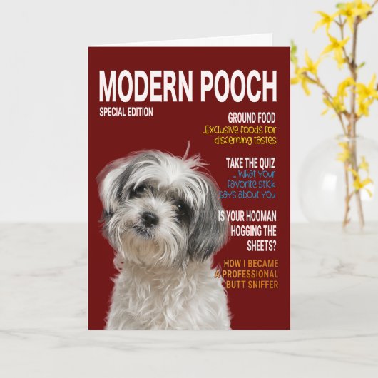 Shih Tzu Parody Magazine Hoesje Card Kaart (Gele Bloem)