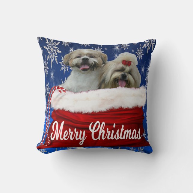 Shih tzu Pillow Kerstmis Kussen (Voorkant)