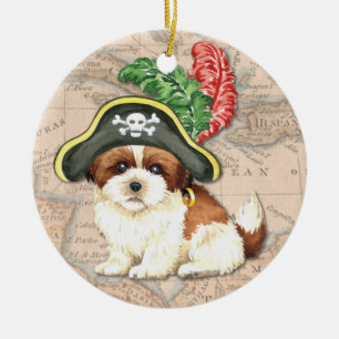 Shih Tzu Pirate Keramisch Ornament