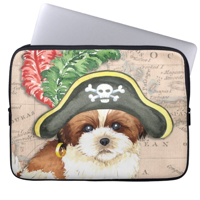 Shih Tzu Pirate Laptop Sleeve (Voorkant)