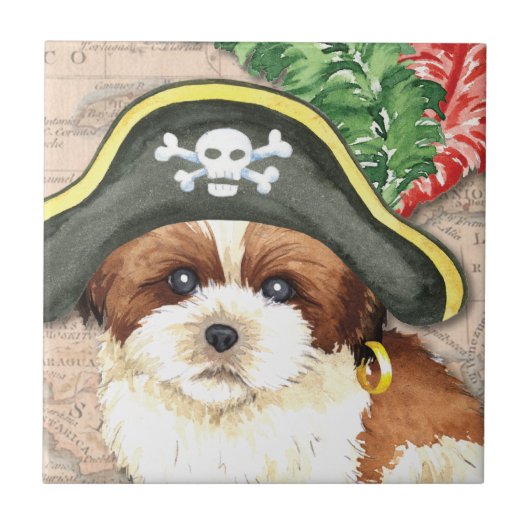 Shih Tzu Pirate Tegeltje (Voorkant)