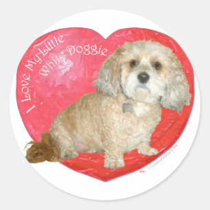 Shih Tzu / Poodle Mix Valentijnsdag Ronde Sticker