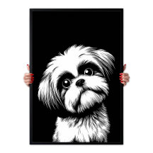 Shih Tzu Pop Art Wit & Zwart Chic Esthetiek