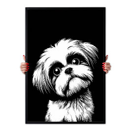 Shih Tzu Pop Art Wit & Zwart Chic Esthetiek Poster