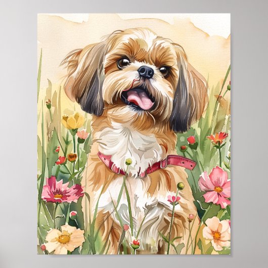 Shih Tzu Portrait Art - Schattigee Dog Wall Print  (Voorkant)