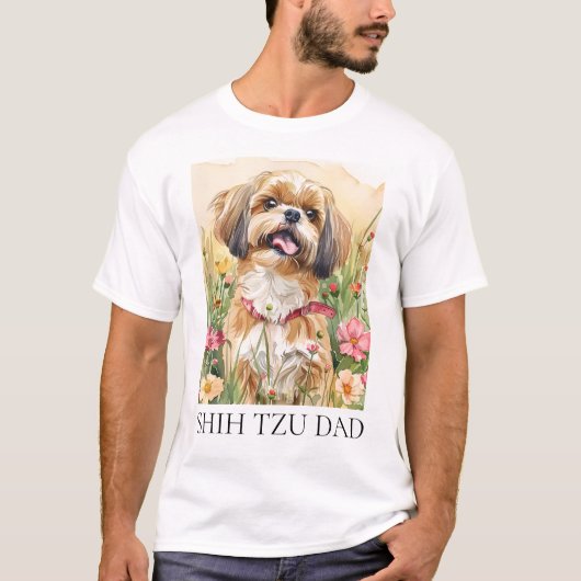 Shih Tzu Portrait Art - Schattigee Dog Wall Print T-shirt (Voorkant)