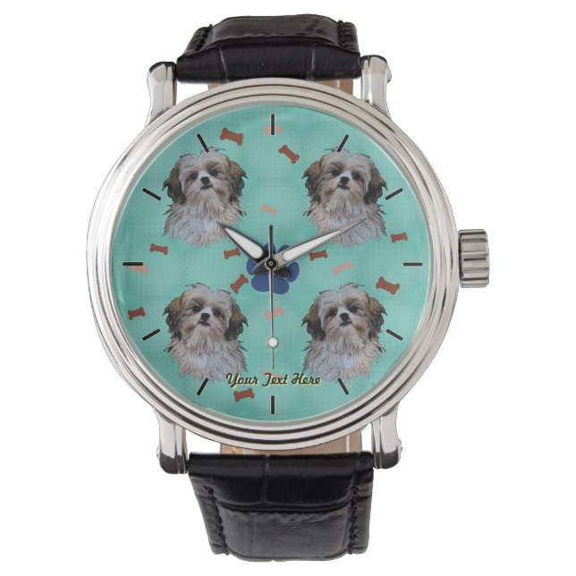 Shih Tzu Portrait Horloge (Voorkant)