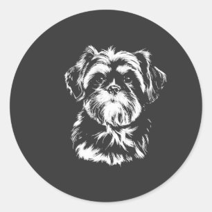 Shih Tzu Portret Minimalistische Kleding Ronde Sticker