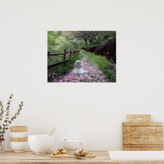 Shih Tzu Poster Purple Flowers (Keuken)