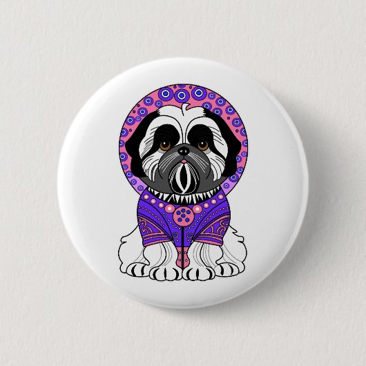 Shih Tzu Princess Ronde Button 5,7 Cm (Voorkant)