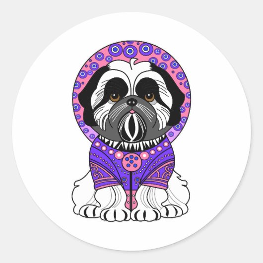 Shih Tzu Princess Ronde Sticker (Voorkant)