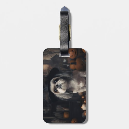 Shih Tzu Pumpkins Halloween eng Bagagelabel (Achterkant verticaal)