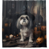 Shih Tzu Pumpkins Halloween eng Douchegordijn (Voorkant)