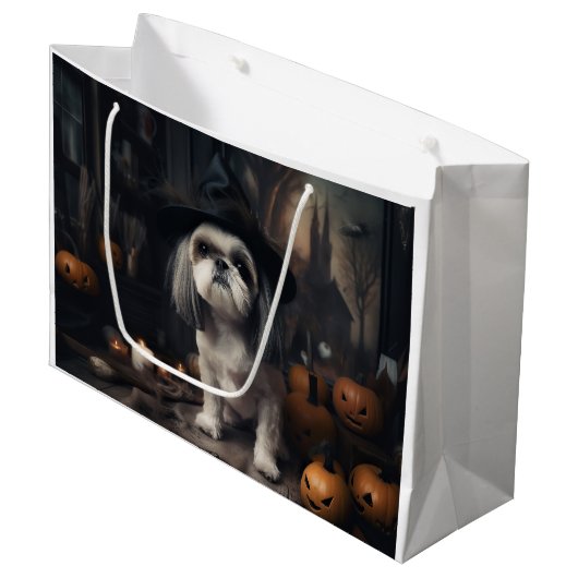 Shih Tzu Pumpkins Halloween eng Groot Cadeauzakje (Voorkant Gekanteld)