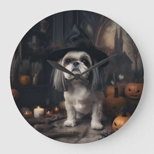 Shih Tzu Pumpkins Halloween eng Grote Klok (Voorkant)