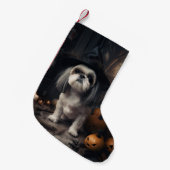 Shih Tzu Pumpkins Halloween eng Kleine Kerstsok (Voorkant (Hangend))
