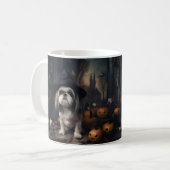 Shih Tzu Pumpkins Halloween eng Koffiemok (Voorkant links)
