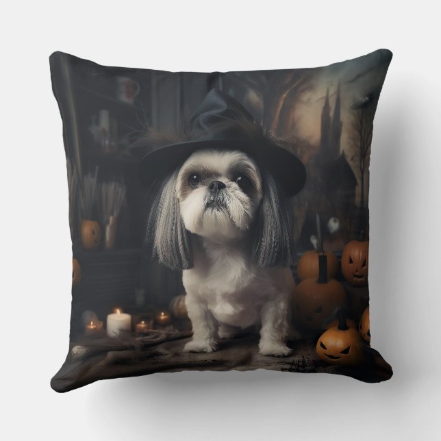 Shih Tzu Pumpkins Halloween eng Kussen (Achterkant)
