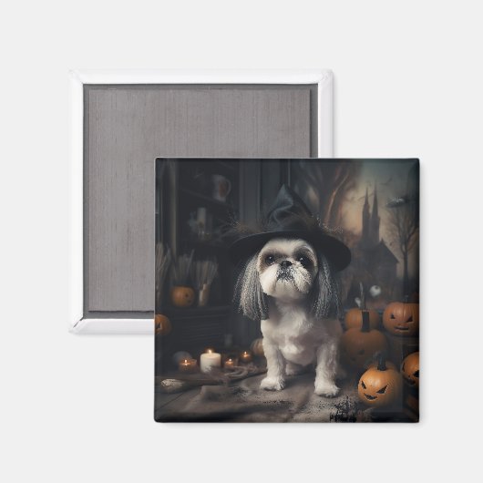 Shih Tzu Pumpkins Halloween eng Magneet (Voorkant / Achterkant)