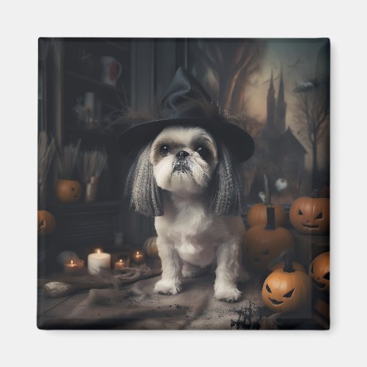 Shih Tzu Pumpkins Halloween eng Magneet (Voorkant)