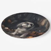 Shih Tzu Pumpkins Halloween eng Papieren Bordje (Gekanteld)