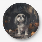 Shih Tzu Pumpkins Halloween eng Papieren Bordje (Voorkant)