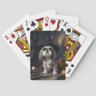 Shih Tzu Pumpkins Halloween eng Pokerkaarten