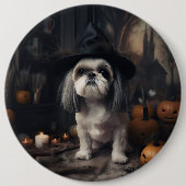 Shih Tzu Pumpkins Halloween eng Ronde Button 6,0 Cm (Voorkant)