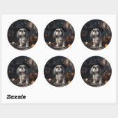Shih Tzu Pumpkins Halloween eng Ronde Sticker (Vel)