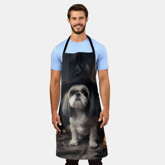 Shih Tzu Pumpkins Halloween eng Schort (Gedragen)