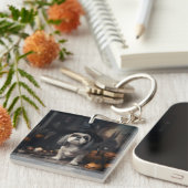 Shih Tzu Pumpkins Halloween eng Sleutelhanger (Voorkant Rechts)