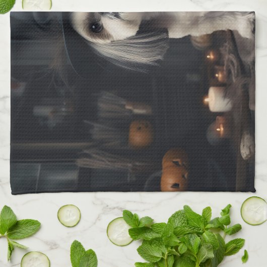 Shih Tzu Pumpkins Halloween eng Theedoek (Gevouwen)