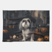 Shih Tzu Pumpkins Halloween eng Theedoek (Horizontaal)