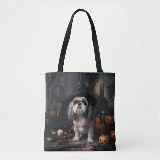Shih Tzu Pumpkins Halloween eng Tote Bag (Voorkant)