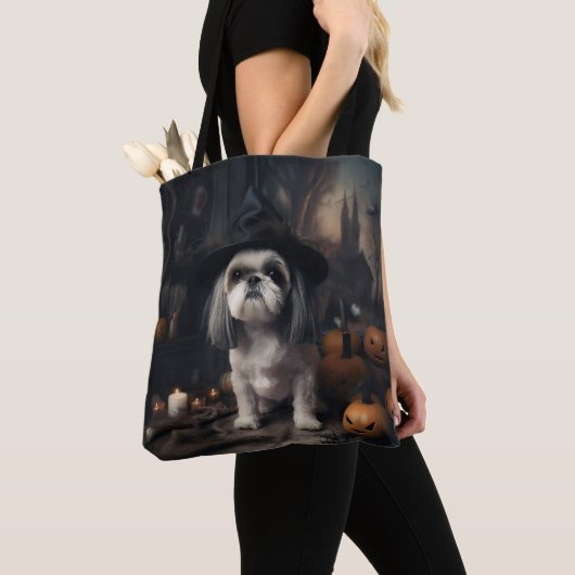 Shih Tzu Pumpkins Halloween eng Tote Bag (Dichtbij)