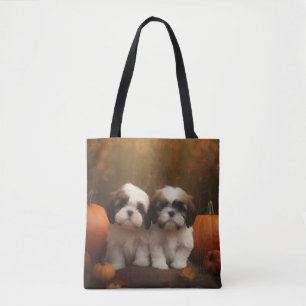 Shih Tzu Pup Autumn Delight Pompoen Tote Bag