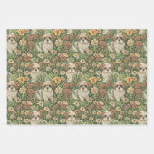 Shih Tzu Puppies in een William Morris Style Garde Inpakpapier Vel (Voorkant)