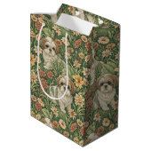 Shih Tzu Puppies in een William Morris Style Garde Medium Cadeauzakje (Achterkant Gekanteld)