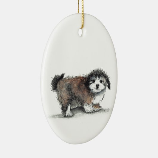 Shih tzu Puppy Dog, Pet Keramisch Ornament (Rechts)