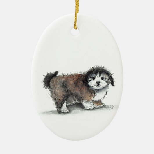 Shih tzu Puppy Dog, Pet Keramisch Ornament (Voorkant)