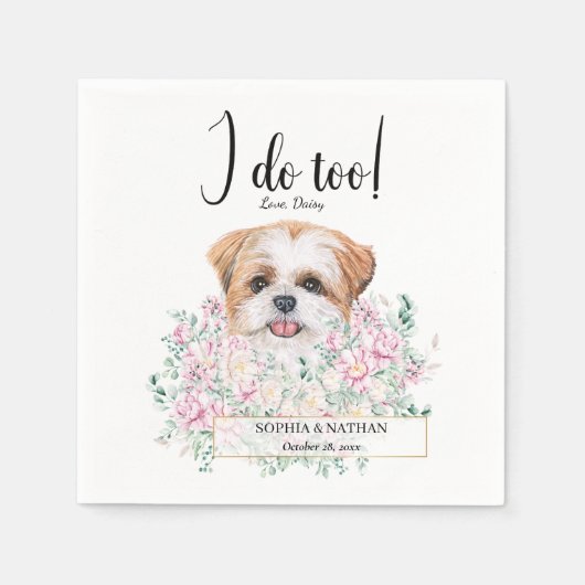 Shih Tzu Puppy Dog Wedding Cocktail Napkins Servet (Voorkant)