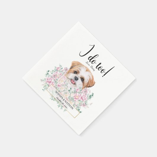 Shih Tzu Puppy Dog Wedding Cocktail Napkins Servet (Hoek)