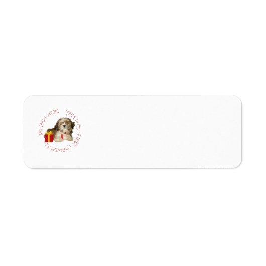 Shih Tzu Puppy Eerste Kerstmis Etiket (Voorkant)