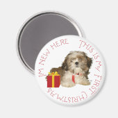 Shih Tzu Puppy Eerste Kerstmis Magneet (Voorkant / Achterkant)
