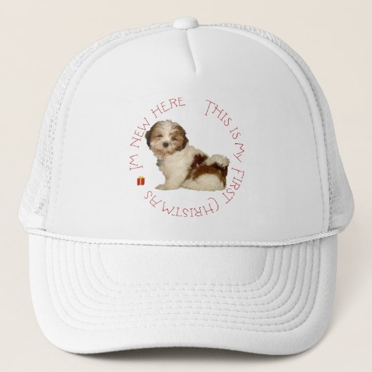 Shih Tzu Puppy Eerste Kerstmis Trucker Pet (Voorkant)