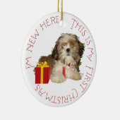 Shih Tzu Puppy First Kerstmis Keramisch Ornament (Rechts)