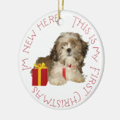Shih Tzu Puppy First Kerstmis Keramisch Ornament (Links)