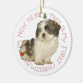 Shih Tzu Puppy First Kerstmis Keramisch Ornament (Links)